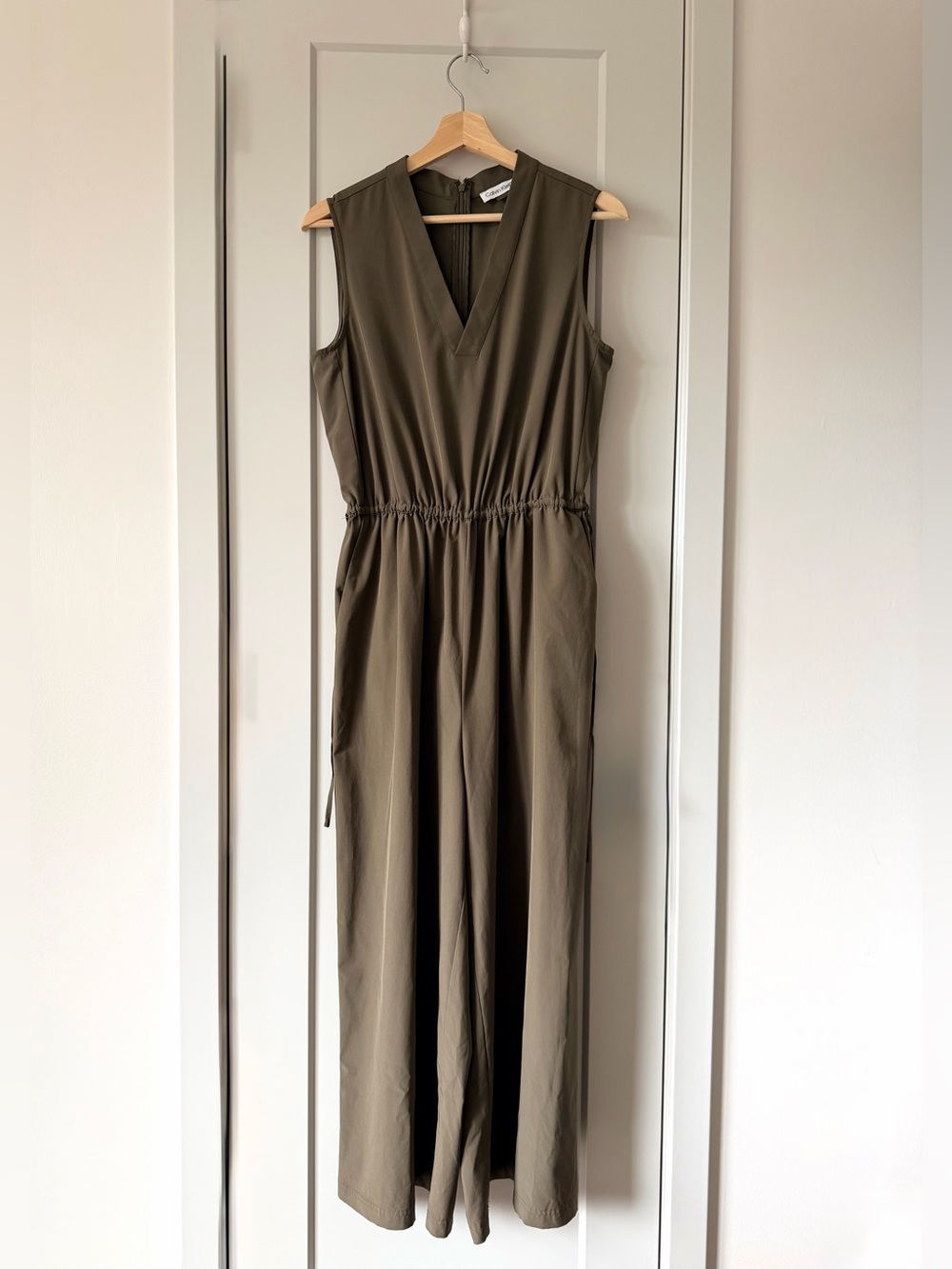 Calvin Klein Olive Green Sleeveless Wide Leg Jumpsuit Size 10